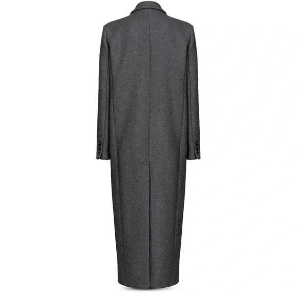 Pinko Masculine Caddy Eccesso Double Breasted Long Coat in Gray, size 46 (US 10)